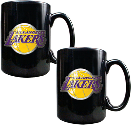 NBA Los Angeles Lakers Black Ceramic Mug Set of 2