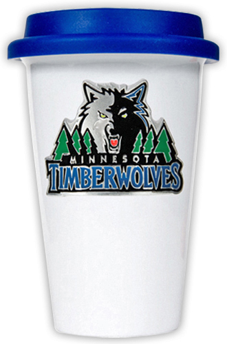 NBA Timberwolves Ceramic Cup with Blue Lid