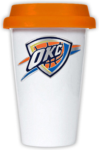 NBA Oklahoma Thunder Ceramic Cup with Orange Lid