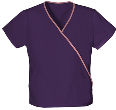 Cherokee Women's Mini Mock Wrap Scrub Top. Embroidery is available on this item.