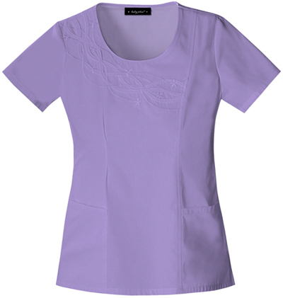Baby Phat Women's Scoop Neck Scrubs Lavender Top. Embroidery is available on this item.