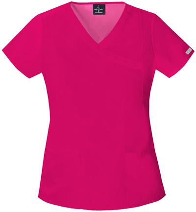 Baby Phat Womens The Top Scrubs Mock Wrap Top. Embroidery is available on this item.