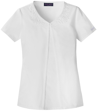Baby Phat Women's Embroidered V-Neck Scrubs Top. Embroidery is available on this item.