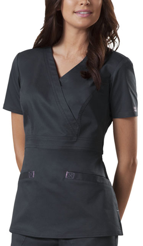 Cherokee Women's Mock Wrap Scrub Tops. Embroidery is available on this item.