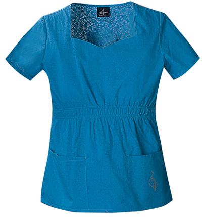 Baby Phat Women's Burn-Out Scrubs Top. Embroidery is available on this item.