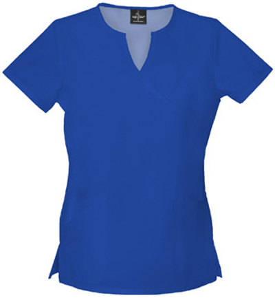 Baby Phat Women's Mock Wrap Scrubs Top. Embroidery is available on this item.