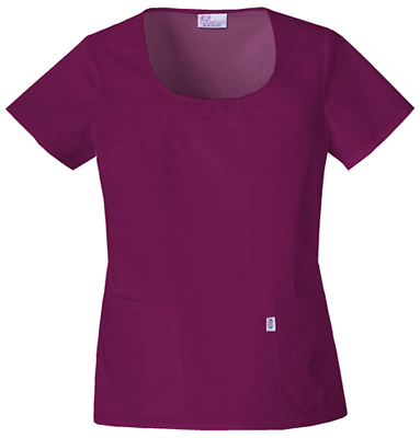 Skechers Women Fashion Solids Scoop Neck Scrub Top. Embroidery is available on this item.