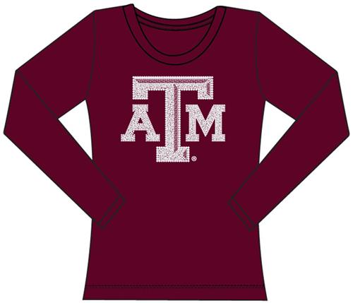 Texas A&M Womens Jeweled Long Sleeve Top. Free shipping.  Some exclusions apply.