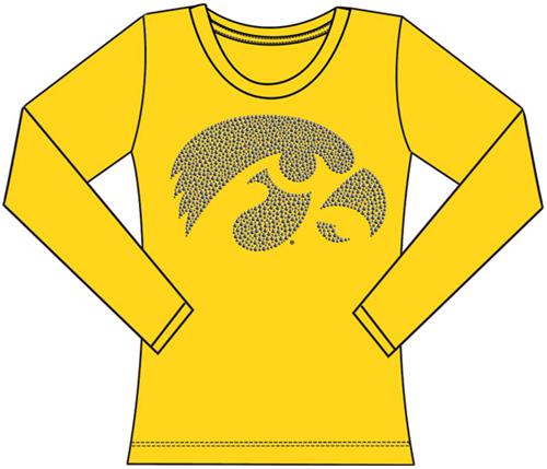 Iowa Hawkeyes Womens Jeweled Long Sleeve Top. Free shipping.  Some exclusions apply.