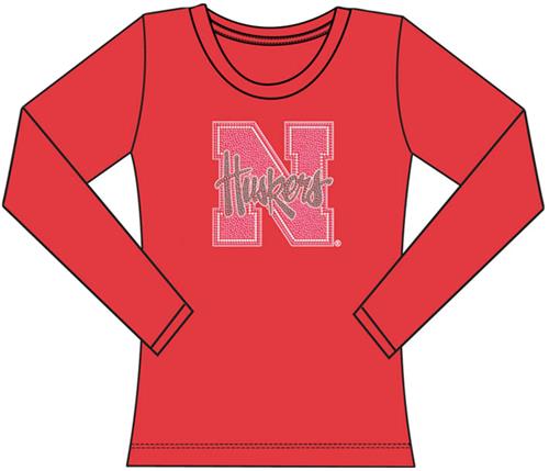 Nebraska Cornhuskers Women Jeweled Long Sleeve Top. Free shipping.  Some exclusions apply.