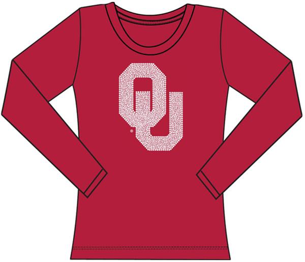 Oklahoma Sooners Womens Jeweled Long Sleeve Top. Free shipping.  Some exclusions apply.
