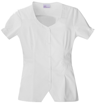 Skechers Women's Button Front Weskit Scrub Top. Embroidery is available on this item.