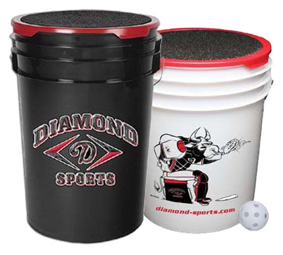 Bucket with 30 DW9 Plastic Training Baseballs Baseball Equipment & Gear