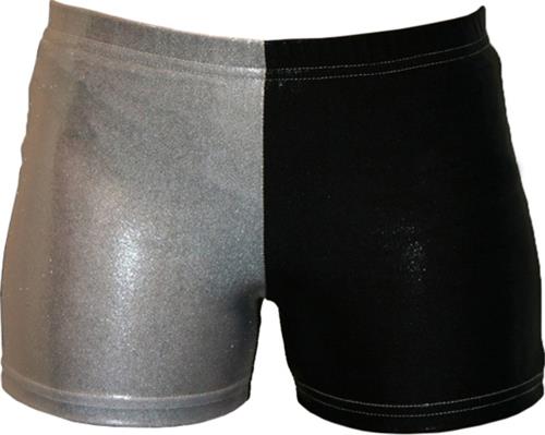 Gem Gear 4 Panel Black & Silver Metallic Shorts