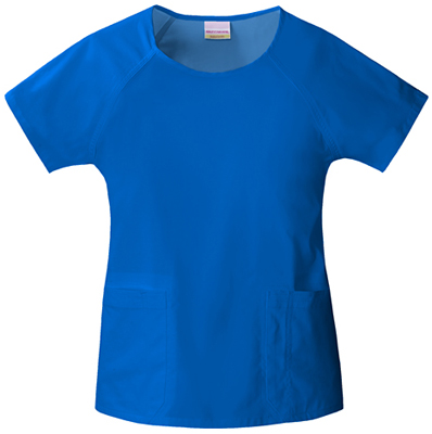 Skechers Women's Two Pocket Round Neck Scrub Top. Embroidery is available on this item.