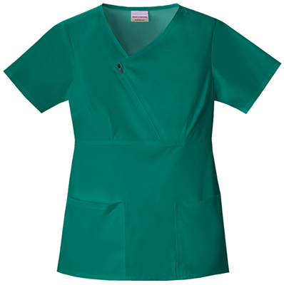 Skechers Women's Zip Mock Wrap Scrub Top. Embroidery is available on this item.