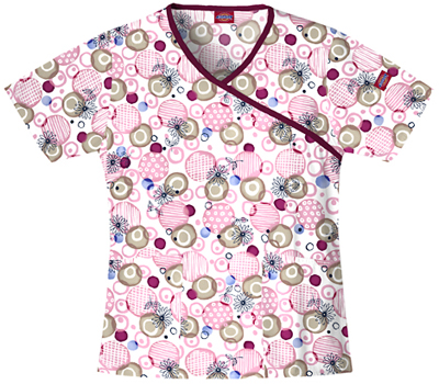 Dickies Women's EDS Print Mock Wrap Scrub Tops. Embroidery is available on this item.