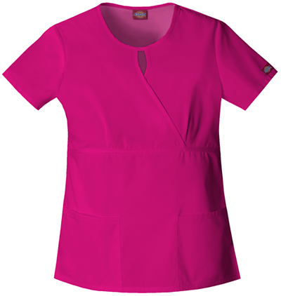 Dickies Women's EDS Keyhole Mock Wrap Scrub Tops. Embroidery is available on this item.