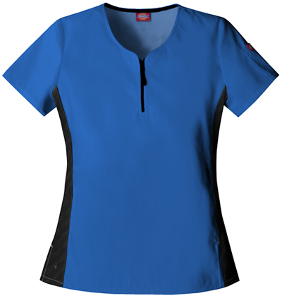 Dickies Women's Hip Flip Zip Front Scrub Tops. Embroidery is available on this item.