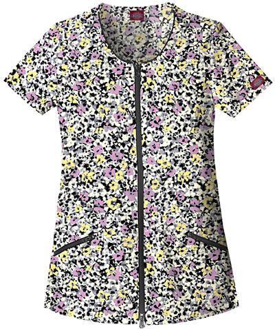 Dickies Women's Hip Flip Print Zip Down Scrub Tops. Embroidery is available on this item.
