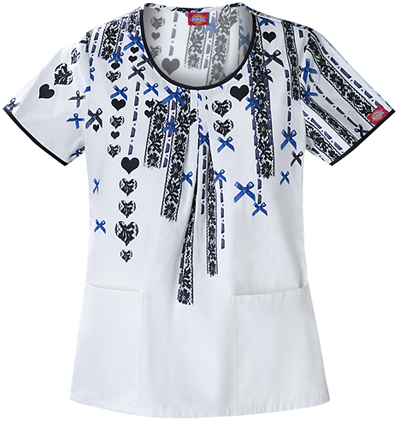 Dickies Women's Fashion Print Rnd Neck Scrub Tops. Embroidery is available on this item.