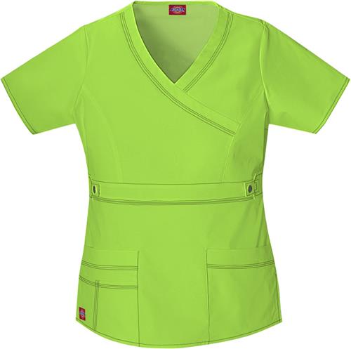 Dickies Women's Gen Flex Mock Wrap Scrub Tops. Embroidery is available on this item.