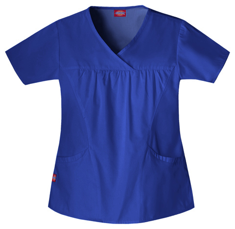 Dickies Women's Hip Flip Gathered Scrub Tops. Embroidery is available on this item.