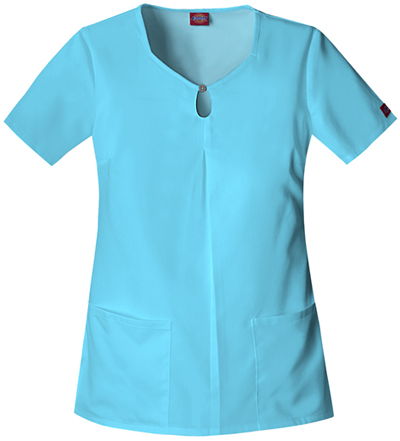 Dickies Women's Natural Keyhole Scrub Tops. Embroidery is available on this item.