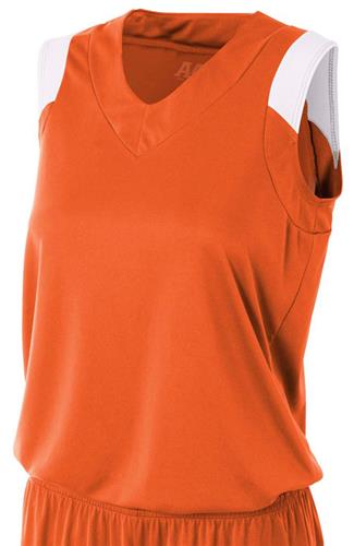 A4 Womens Moisture Management V-Neck Muscle Jersey. Printing is available for this item.