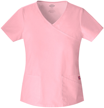 Dickies Women's Original Jr. Fit Mock Wrap Scrubs. Embroidery is available on this item.