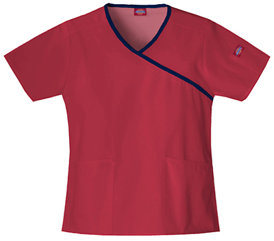 Dickies Women's EDS Mock Wrap Scrub Tops. Embroidery is available on this item.