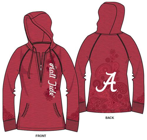 Alabama Univ Womens Burnout Fleece Hoody. Free shipping.  Some exclusions apply.
