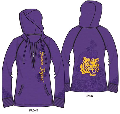 LSU Tigers Womens Burnout Fleece Hoody. Free shipping.  Some exclusions apply.