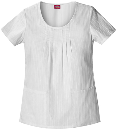 Dickies Women's Fashion Stripe Dobby Scrub Tops. Embroidery is available on this item.