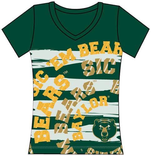 Baylor Bears Womens V-Neck Jewel & Foil Shirt. Free shipping.  Some exclusions apply.