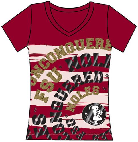 Florida State Womens V-Neck Jewel & Foil Shirt. Free shipping.  Some exclusions apply.