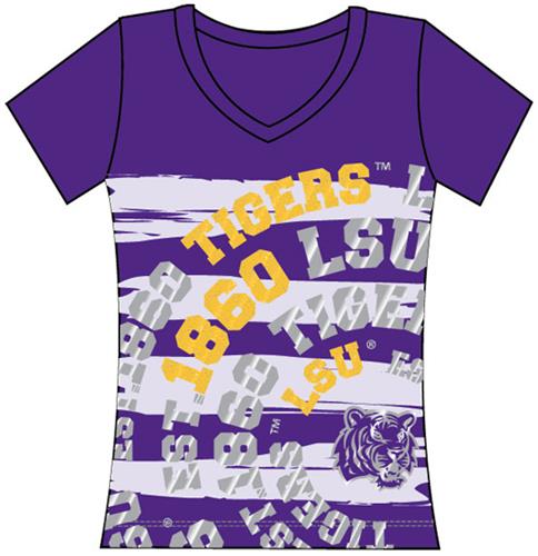 LSU Tigers Womens V-Neck Jewel & Foil Shirt. Free shipping.  Some exclusions apply.