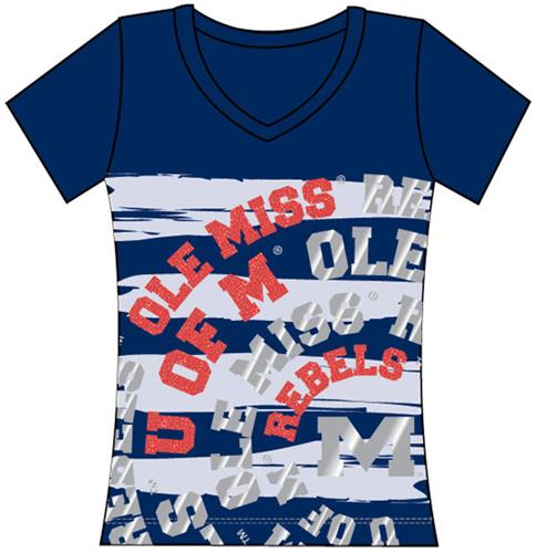 Ole Mississippi Womens V-Neck Jewel & Foil Shirt. Free shipping.  Some exclusions apply.