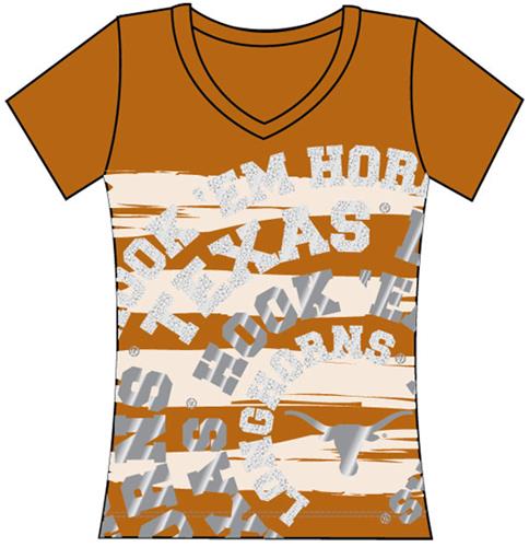 Texas Longhorns Womens V-Neck Jewel & Foil Shirt. Free shipping.  Some exclusions apply.