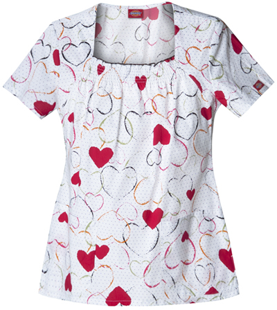 Dickies Women's Gen Flex Print Sq Neck Scrub Tops. Embroidery is available on this item.