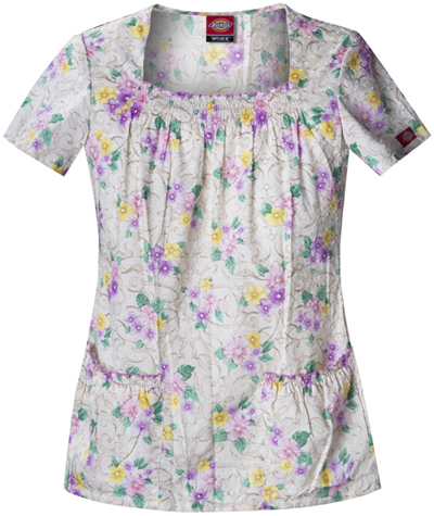 Dickies Women's Fashion Print Sq Neck Scrub Tops. Embroidery is available on this item.