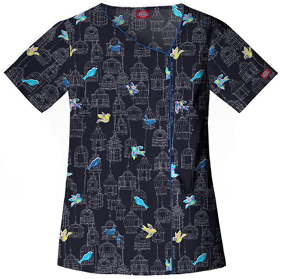 Dickies Womens Gen Flex Print Asymmetric Scrub Top. Embroidery is available on this item.