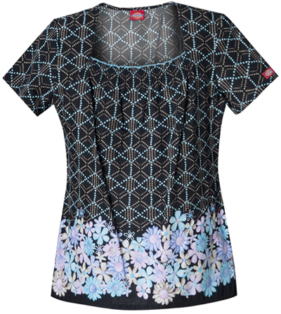 Dickies Women's Enzyme Print Sq Neck Scrub Tops. Embroidery is available on this item.