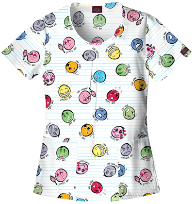 Dickies Women's Hip Flip Print Rnd Neck Scrub Tops. Embroidery is available on this item.
