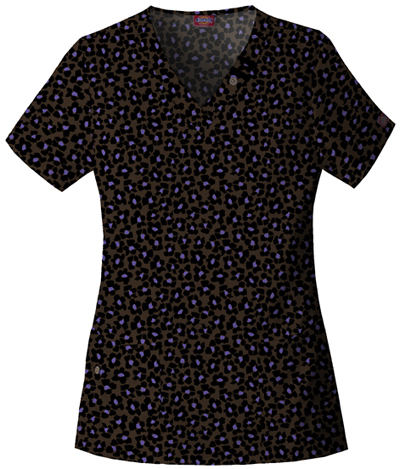 Dickies Women's Natural Print V-Neck Scrub Tops. Embroidery is available on this item.