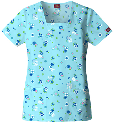 Dickies Women's EDS Print Square Neck Scrub Tops. Embroidery is available on this item.