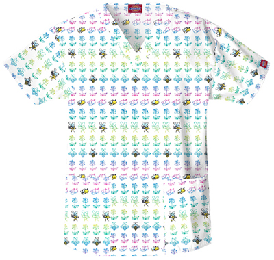 Dickies Women's EDS Print V-Neck Scrub Tops. Embroidery is available on this item.
