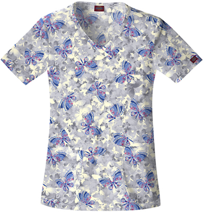 Dickies Women's Enzyme Print V-Neck Scrub Tops. Embroidery is available on this item.