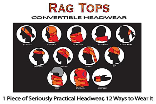 Adult Skulls Black Rag Top Convertible Headwear