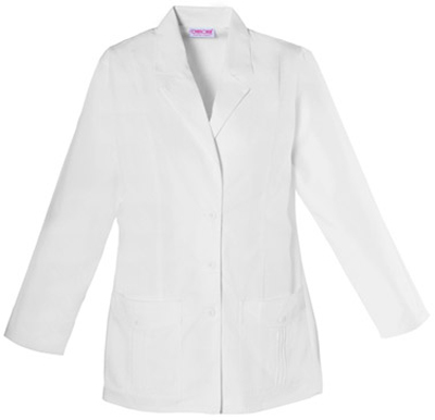 Cherokee Women's Notched Lapel Scrub Lab Coats. Embroidery is available on this item.